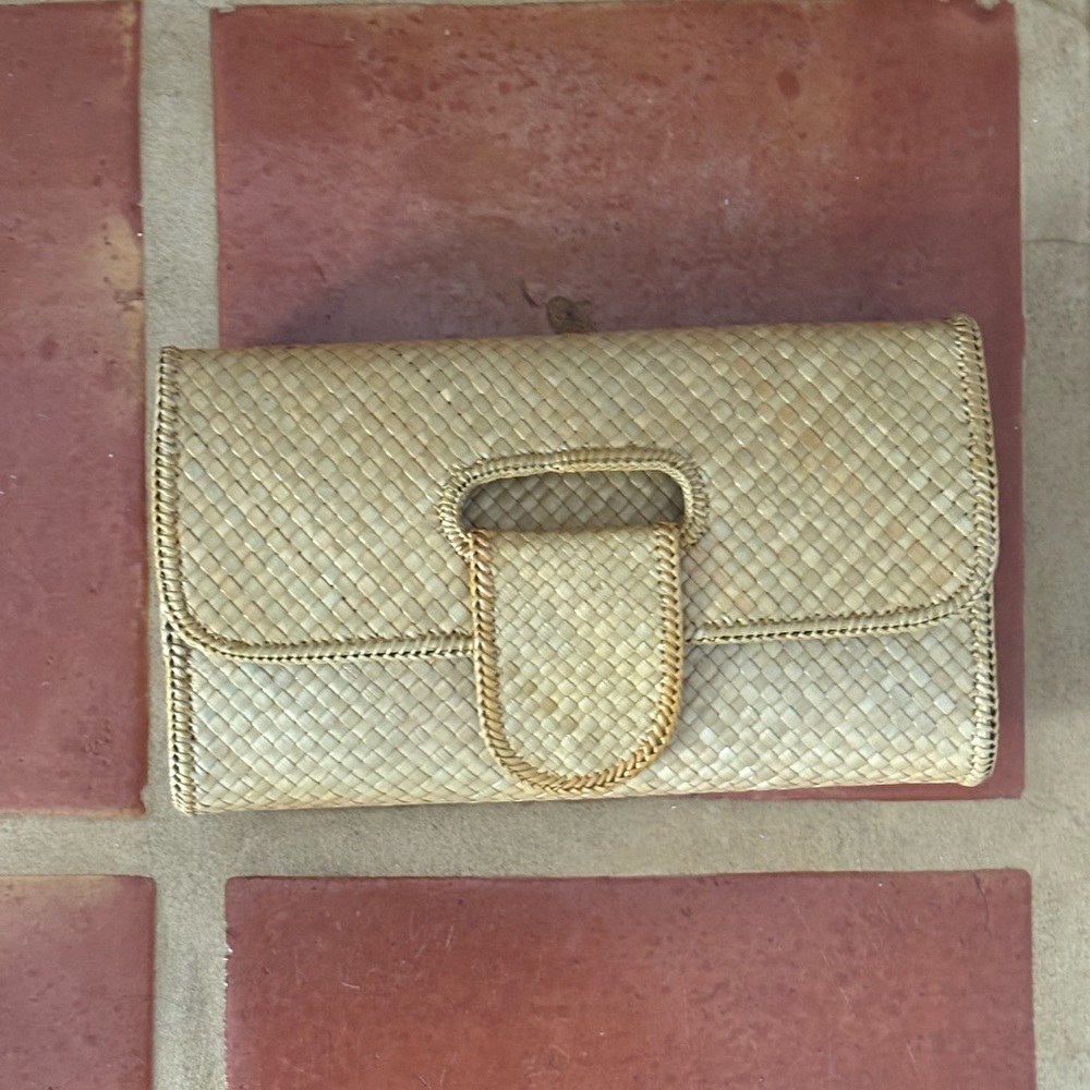 Elegant Tan Woven Clutch NWOT